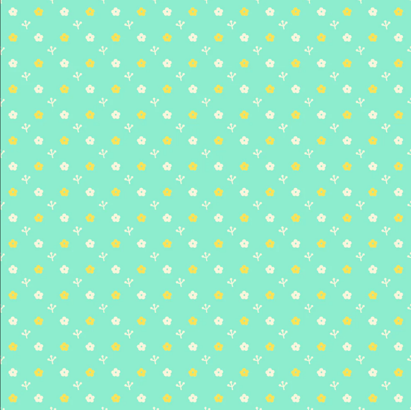 Otter Romp - Tiny Flowers - Turquoise