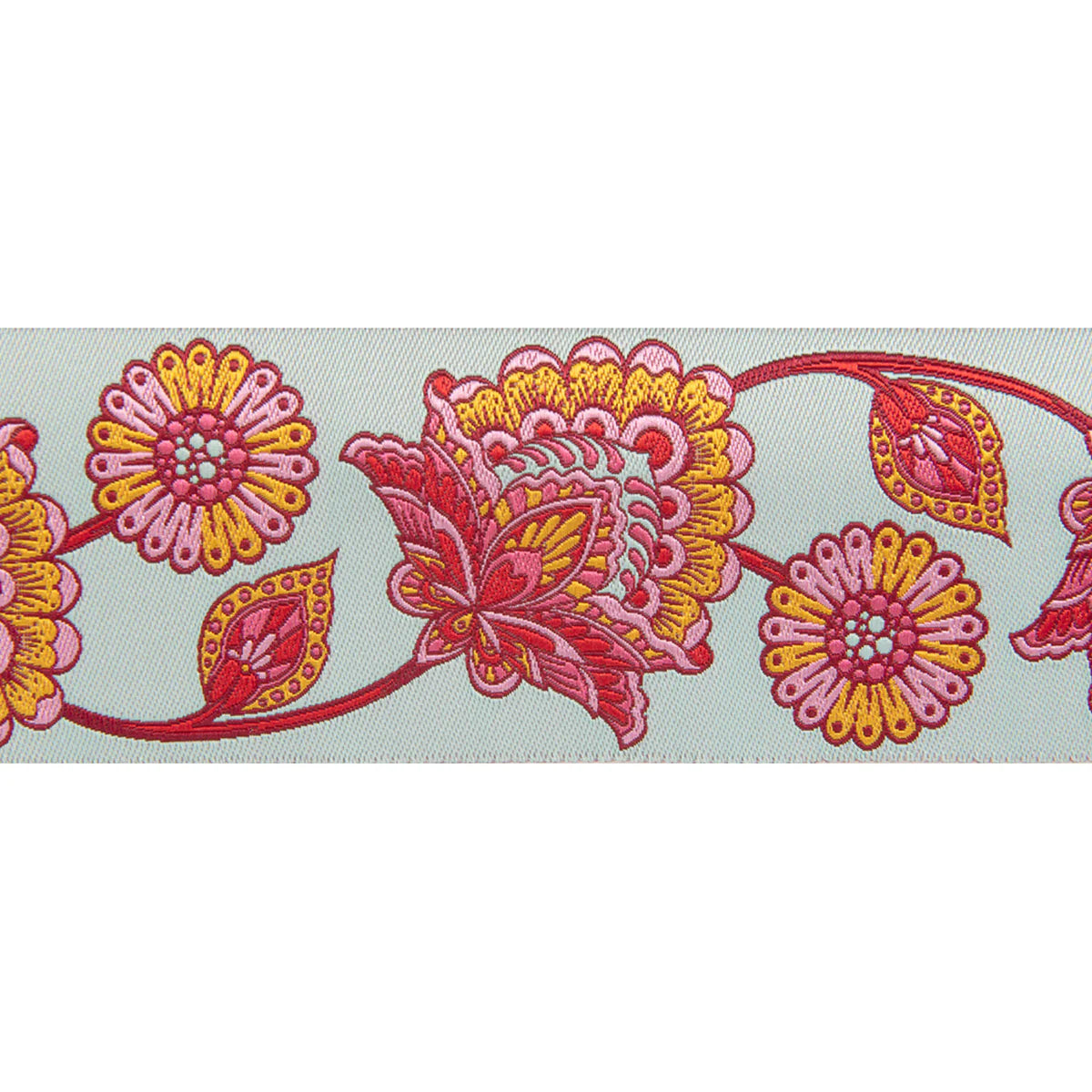 Paisley Floral Strawberry on Aqua 2"-Tula Pink vintage