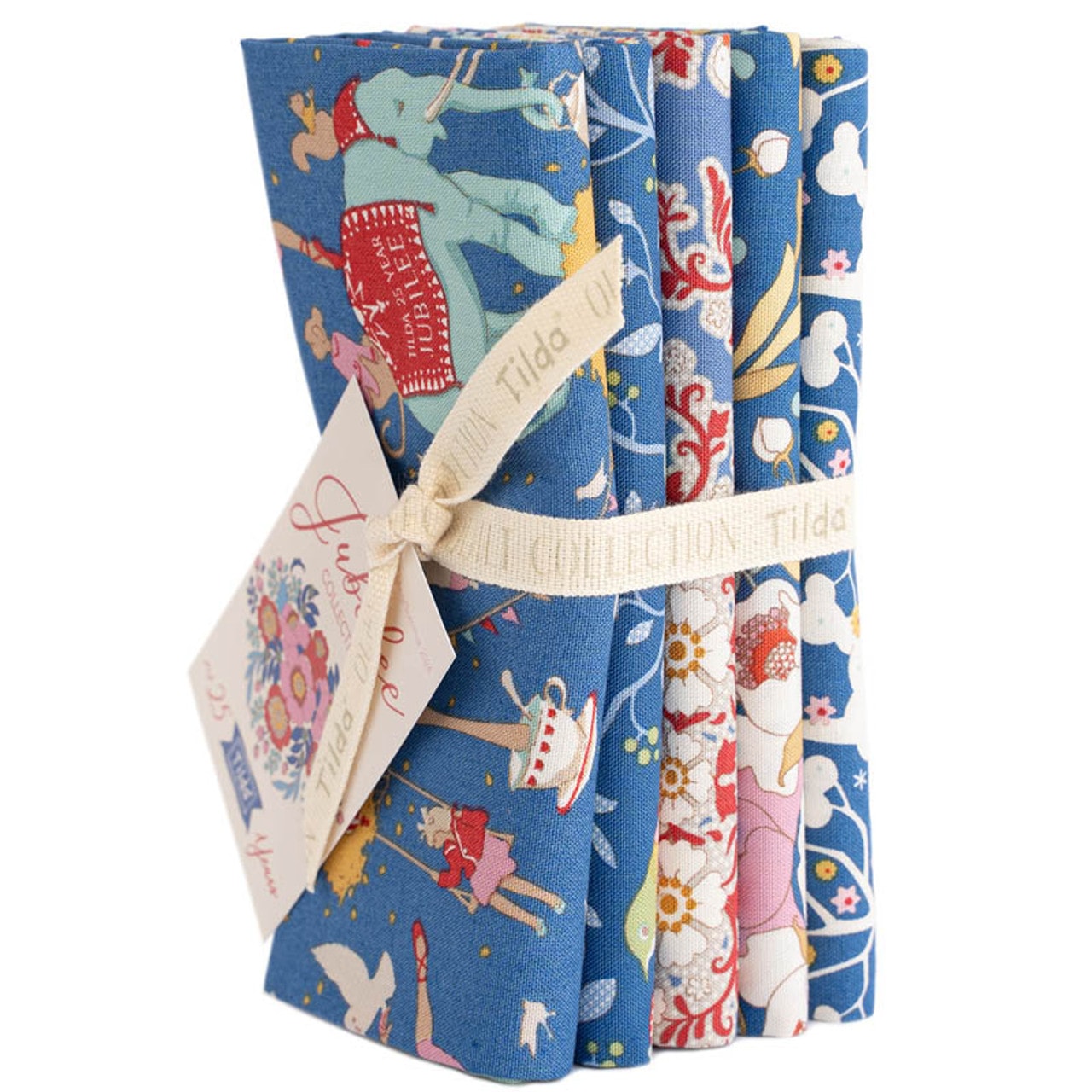 Fat Quarter Bundle (5) | Tilda | Jubilee | Teal |White