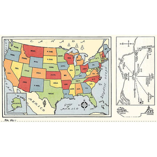 Riley Blake | Old School Map Panel | J. Wecker Frisch