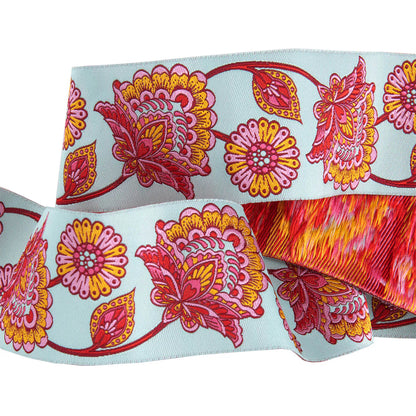 Paisley Floral Pastel Strawberry on Aqua