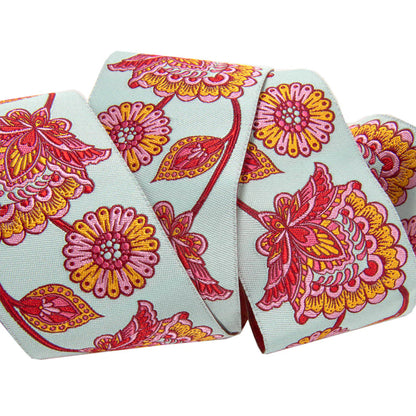 Paisley Floral Pastel Strawberry on Aqua